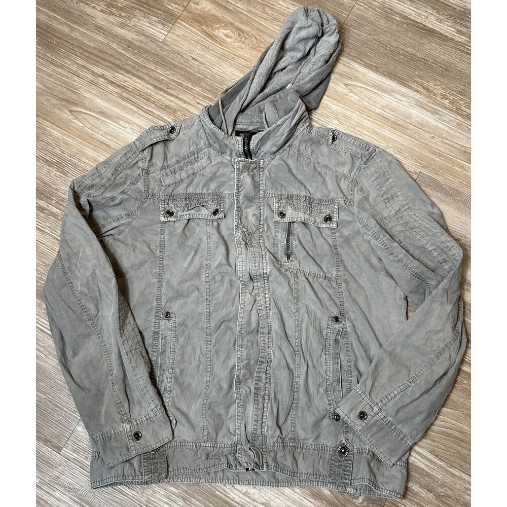 Buckle Black Label‎ women tactical zip snaps hood jacket size L slim fit